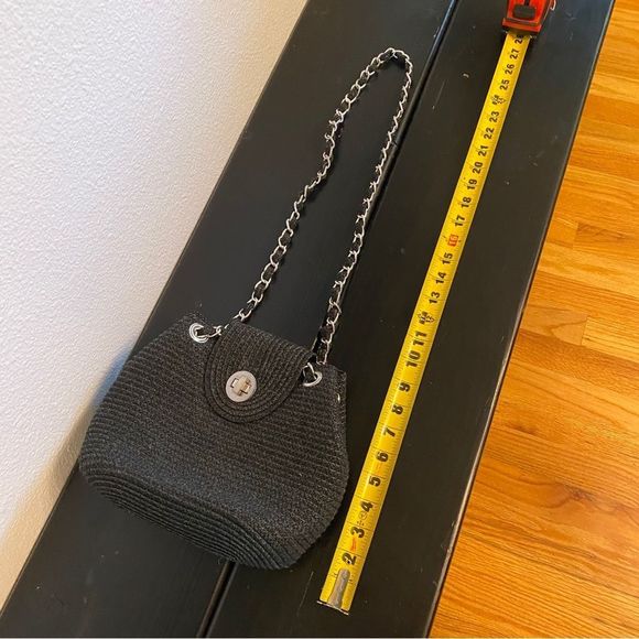 Target Black Silver Raffia Convertible Crossbody Shoulder Bag - Picture 5 of 6